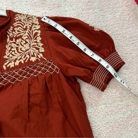 Free People Dreaming About You Baby Doll Blouse Embroidered Boho Size Small - Picture 12 of 13